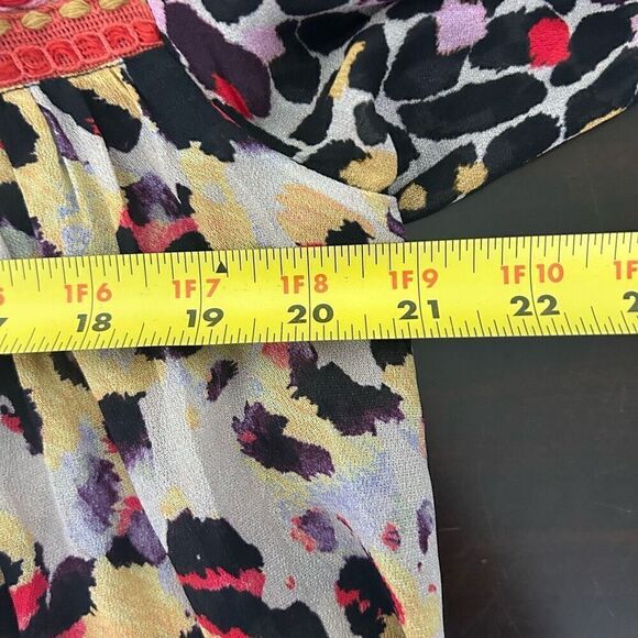 Blink London Joelle Leopard Peasant Blouse Multicolor Women’s Size M - Picture 12 of 15